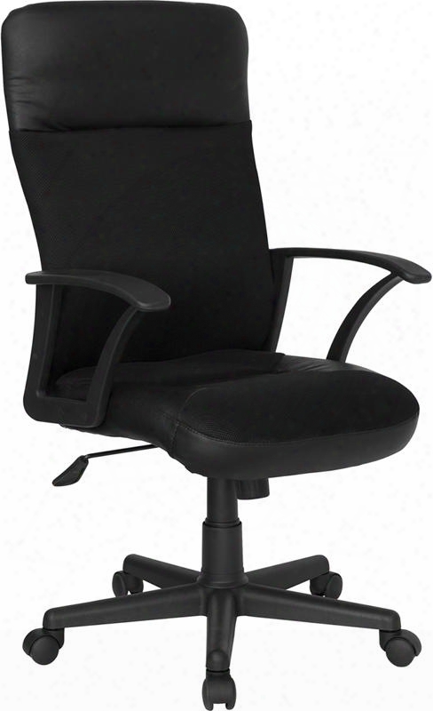 Cp-a142a01-gg High Back Blac Kleather / Mesh Combination Executive Swivel Office