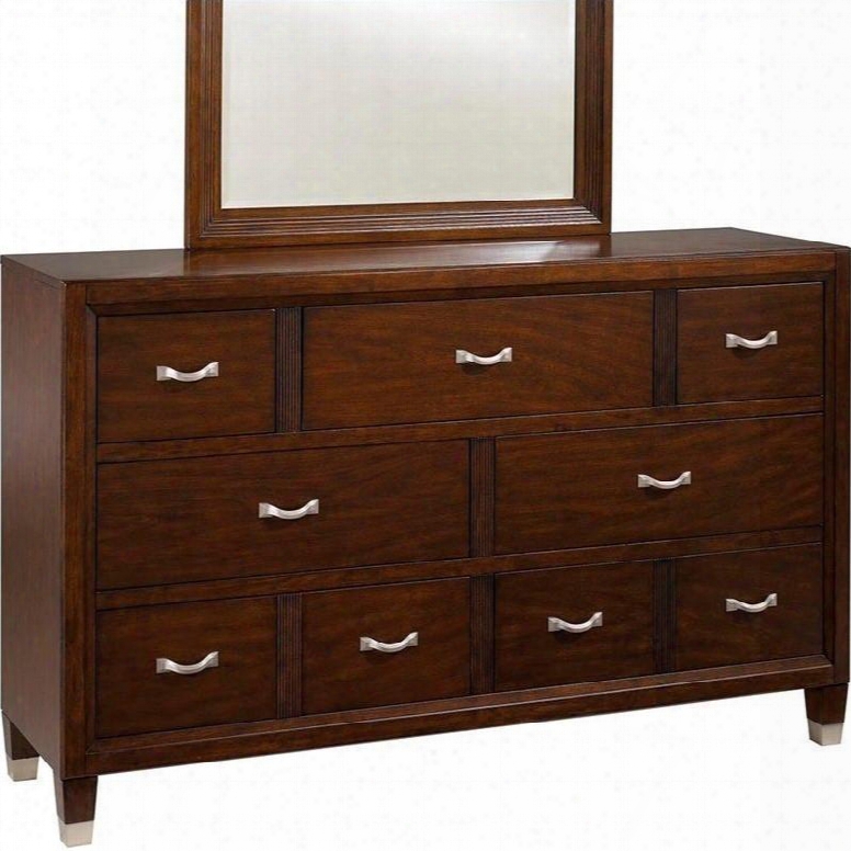 Eastlake 2 4264-230 64" Wide 7-drawer Dresser With Felt Lined Top Drawers Satin Ncikel Hardware Full Extension Metal Side Guides And Tapered Legs In Brown