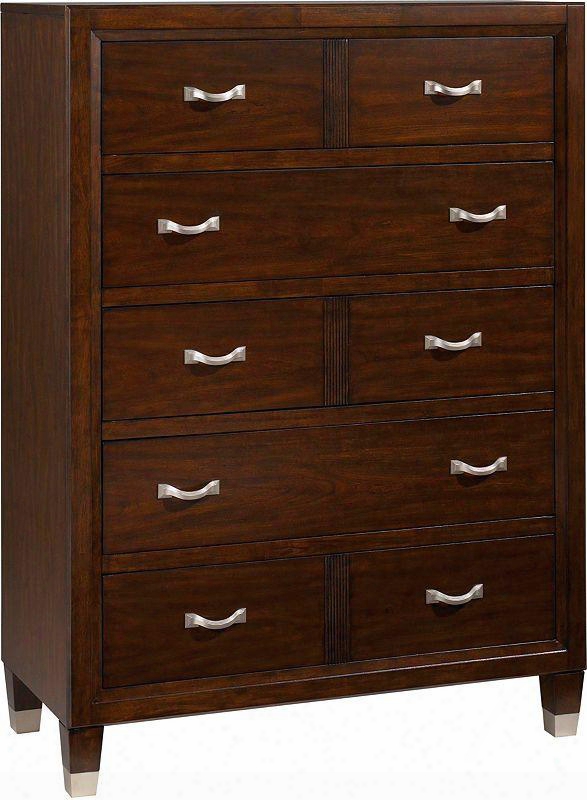 Eastlake 2 4264-240 40" Wide 5-drawer Chest With Felt Lined Top Drawer Full Extension Metal Side Glides And Satin Nickel Hardware In Brown Cherry