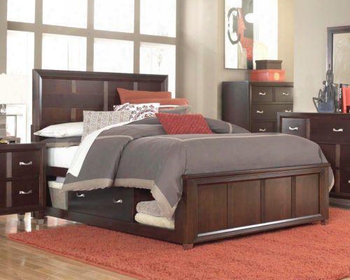 Eastlake 2 Collection 4 Piece Bedroom Set With King Size Storage Panel Bed + 1 Nightstands + Dresser + Mirror: