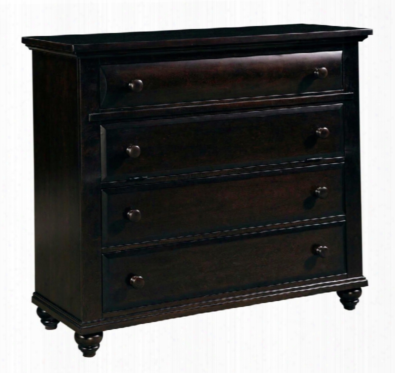 Farnsworth 4856-225 46" Wide 3-drawer Media Chest With Simple Round Knobs 1 Drop Lid Drawer Front And Holes For Cord Management In Inky Black