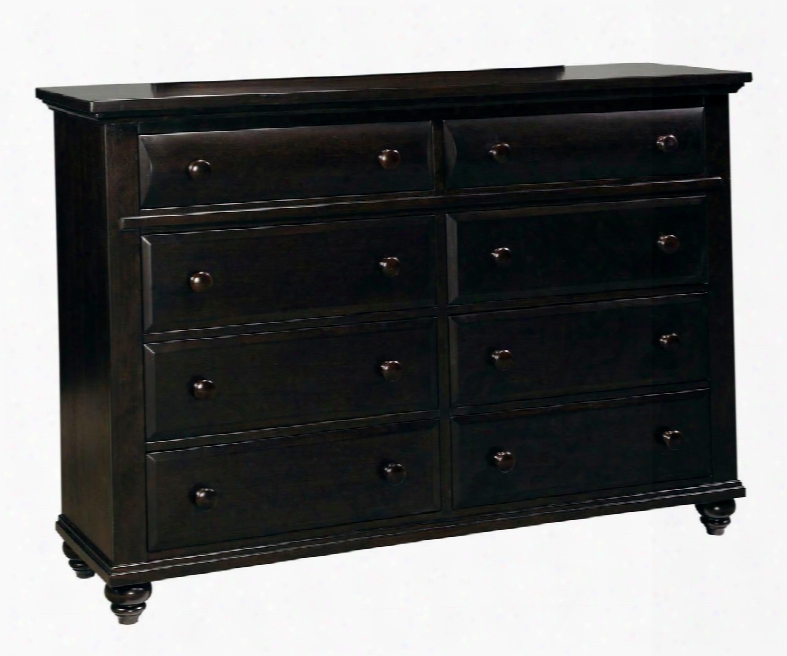 Farnsworth 485-6230 60" Wide 8-drawer Dresser With Felt Lined Top Drawers Turned Legs And Metal Drawer Glides With Ball Bearings In Inky Black