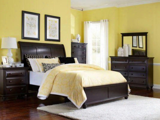 Farnsworth Collection 6 Piece Bedroom Setw Ith King Size Sleigh Bed + 2 Nightstands + Dresser + Drawer Chest + Mirror: