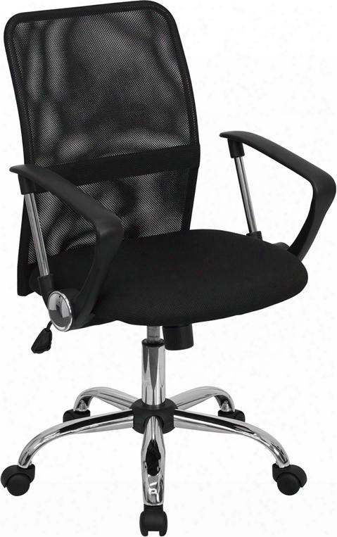 Go-6057-gg Mid-back Black Mesh Computer Chair With Chrome Finished
