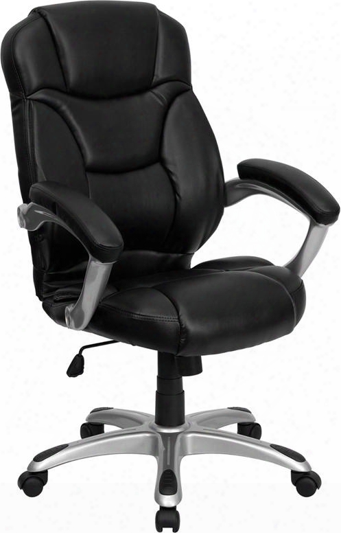 Go-725-bk-lea-gg High Back Black Leather Contemporary Office