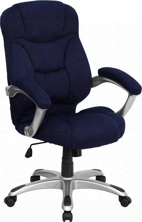 Go-725-nvy-gg Hig H Back Navy Blue Microfiber Upholstered Contemporary Office