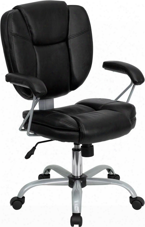 Go-930-bk-gg Mid-back Black Leather Task And Computer