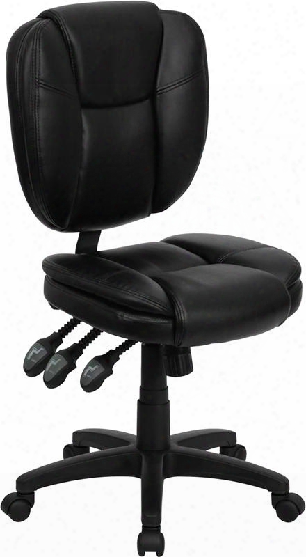 Go-930f-bk-lea-gg Mid-back Black Leather Multi-functional Ergonomic Task