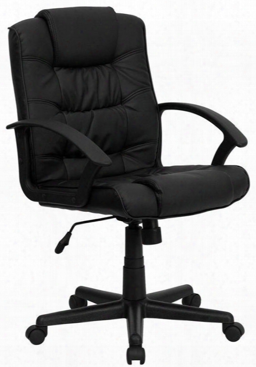 Go-937m-bk-lea-gg Mid-back Black Leather Office