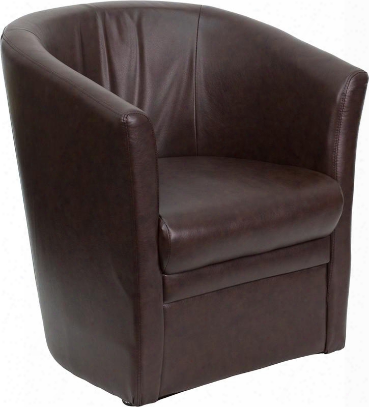 Go-s-01a-bn-full-gg Barrel-shaped Guest Chair With Sloping Arms And Leathersoft Upholsteyr In Brown