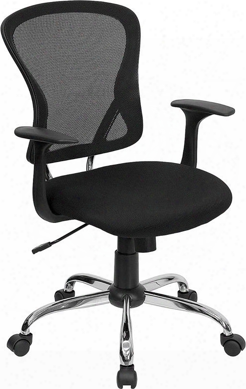 H-8369f-blk-gg Mid-back Black Mesh Office Chair With Chrome Finished