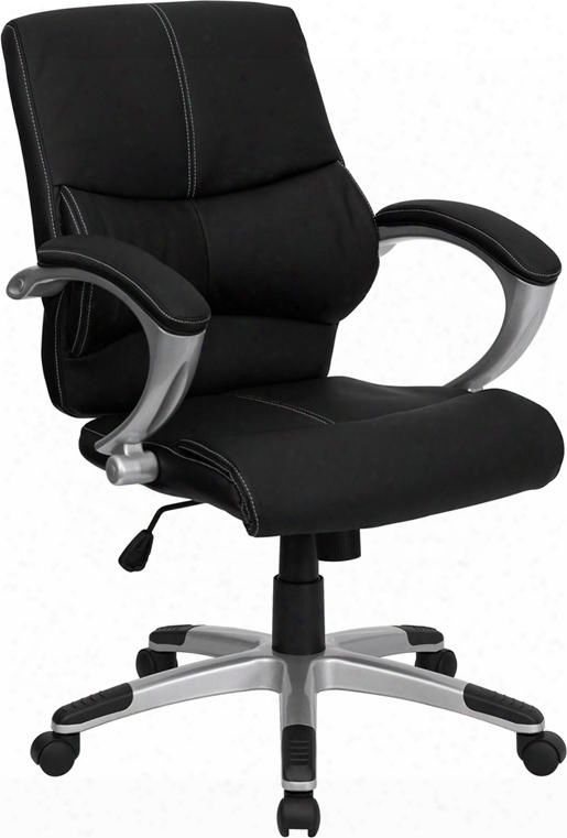 H-9637l-2-mid-gg Mid-back Black Leather Contemporary Manqger's Office