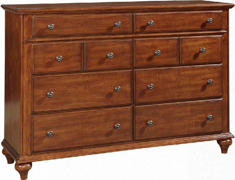 Hayden Place 4648-230 60" 8-drawer Dresser With Felt Lined Top Drawers Full-extension Drawer Glides And Turned Feet In Light Cherry