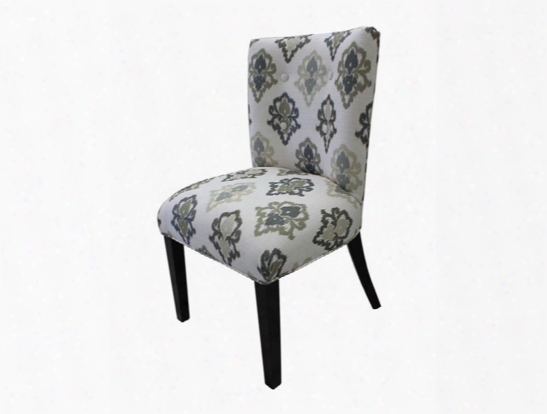Kaili 12145 36" Curved Back Accent Chair With Tapered Legs Solid Hardwood Frame Button Tufted Back And Ikat Print