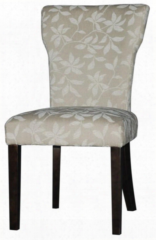 Melanie-prs-sc Melanie Curved Back Parson Side Chair In Satin Espresso And Neutral Floral Fab Upholstery A Set Of