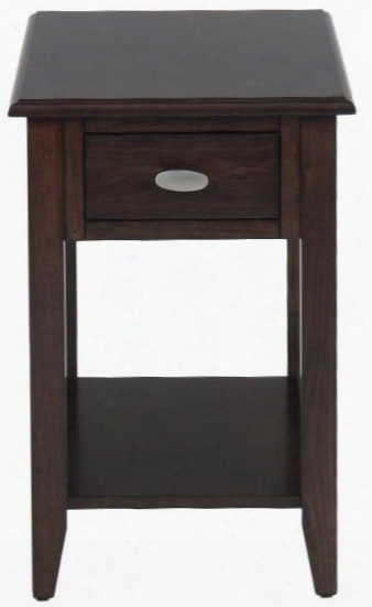 Merlot Collection 1030-7 16" Chairside Table With Book Match Inlay Quarter Round Edge And Oval Brushed Nickle Hardware In