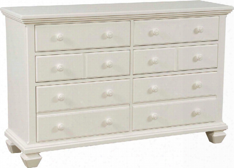 Mirren Harbor 4024-230 58" Wide 6-drawer Dresser With Moolding Details Felt Lined Top Drawers Cedar Lined Bottom Drawers And Removable Jewelry Tray In White