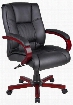 Aaria Collection AELD62M-BK 19" Seat Height Eldorado - Mid Back Managerial Chair: Mahogany Finished Frame - Black