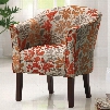 Accent Seating 460407 28" Accent Chair with Autumn Leaves Print Barrel Back Design Flared Arms Tapered Legs and Fabric Upholstery in Multi