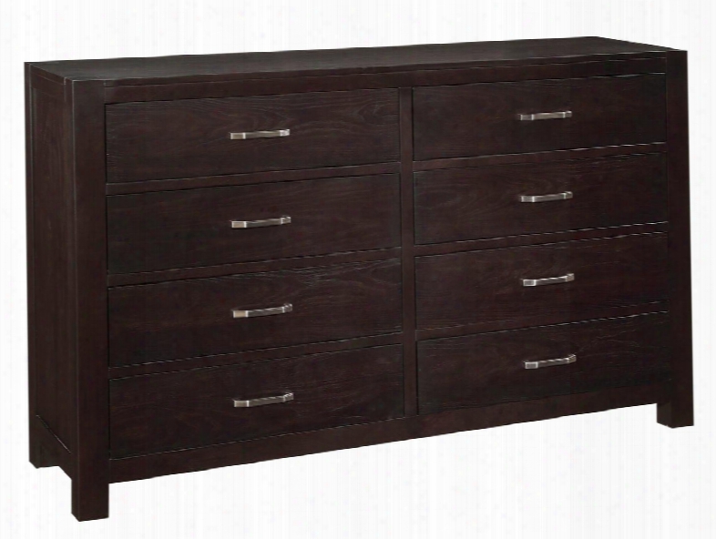 Primo Vista 4453-230 62" Wide 8-drawer Dresser With Felt Lined Top Drawers Full Extension Metal Glides And Blackened Pewter Bar Pulls In Ebony