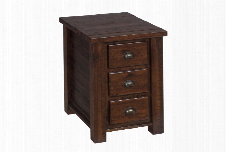 Urban Lodge Collection 731-8 18" Chairside Table With Solid Acacia And Three Pull Through Drawers In