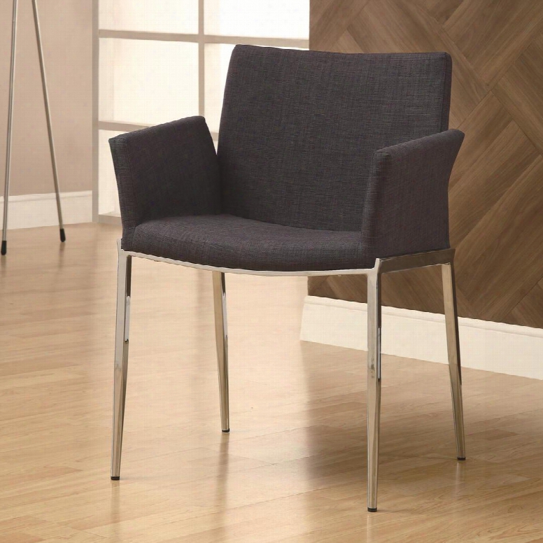 120722 Dining 120 32"fabric Upholstered Dining Chair With Polished Chrome Tapered Legs In