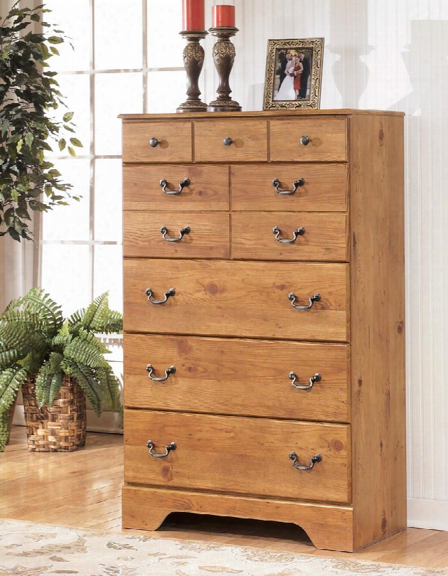 Bittersweet B219-46 34" 5-drawer Chest With Replicated Pine Grain Details Decorative Hardware And Side Roller Glides In Light