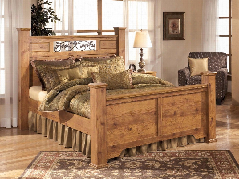 Bittersweet B219-71/84/87/99 King Size Poster Bed  With Vine Inserts And Antique Hardware Brass Highlights In Light