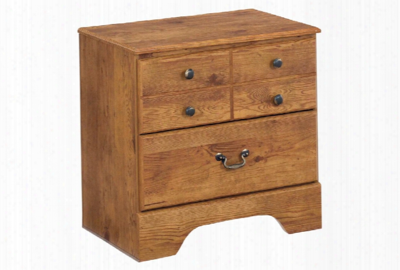 Bittersweet B219-92 25" 2-drawer Nightstand With Replicated Pine Grain Decorative Hardware And Side Roller Gildes In Light