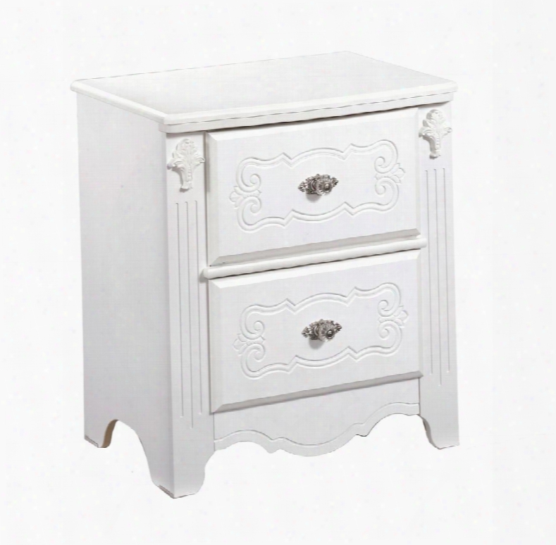 Exquisite Collection B188-92 23" 2-drawer Nightstand With Decorative Embossing Stain Nickel Color Hardware And Stylish Rosettes In