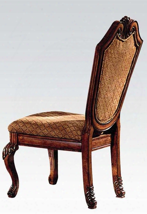 04077 Chateau De Ville Side Chair With Fabric Upholstered Back And Seat Cabriole Legs And Carved Detailing In Cherry