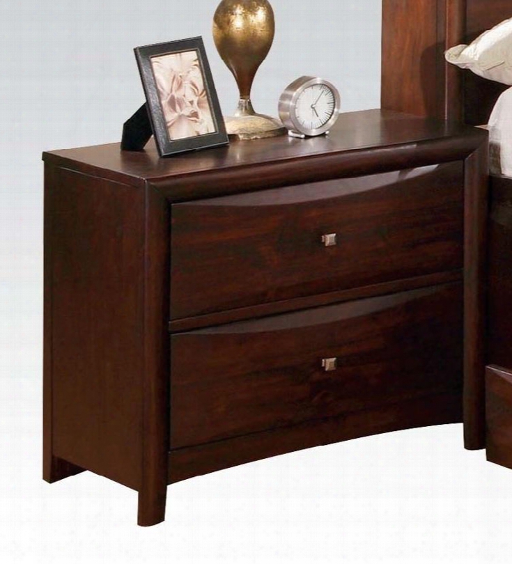 07403 Manhattan Nightstand With 2 Storage Drawers Bruchsed Nickel Hardware Selected Hardwoods And Wood Veneers In Espresso