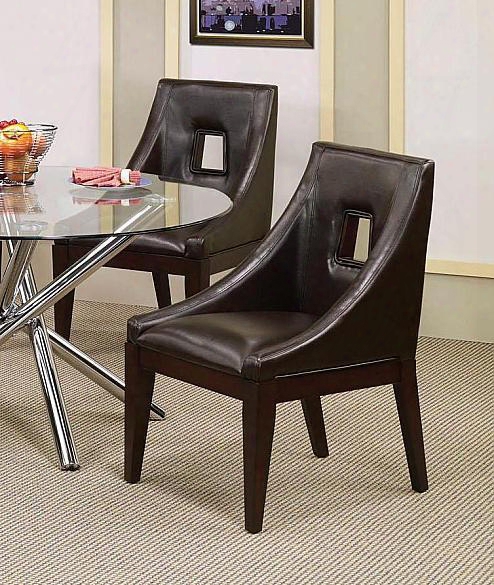 07967 Karely Brown Upholstered Chairs With Cut-out Back (set Of