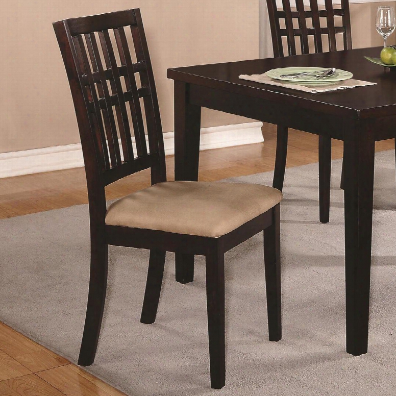 103342 40" Dining Chair With Lattice Back Microfiber Seat Cushion And Tapered Legs In