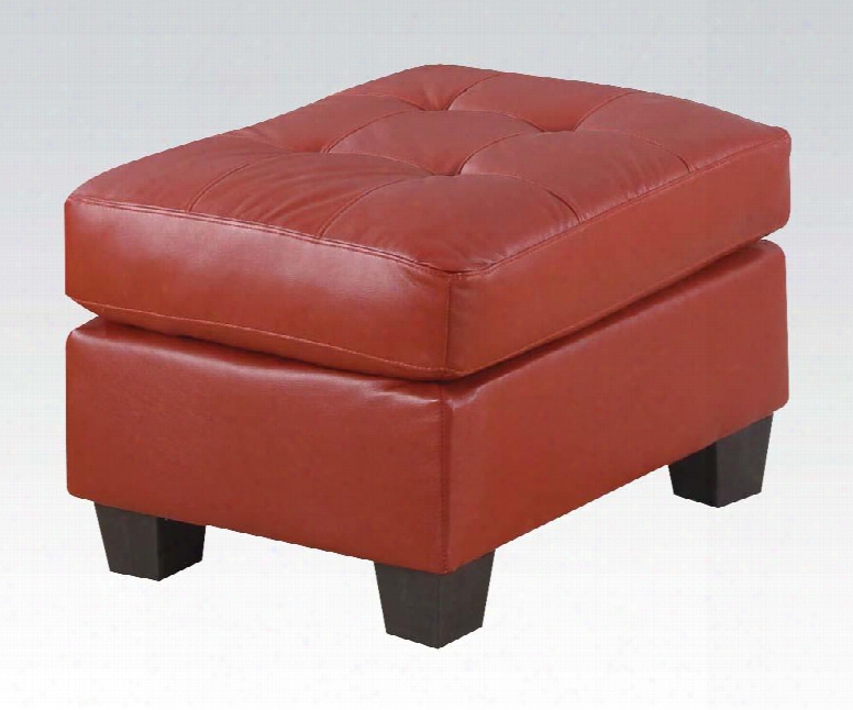 15103 Platinum Ottoman With Tapered Legs Tufted Details Clean Lines And Bonded Leather Upholstery In