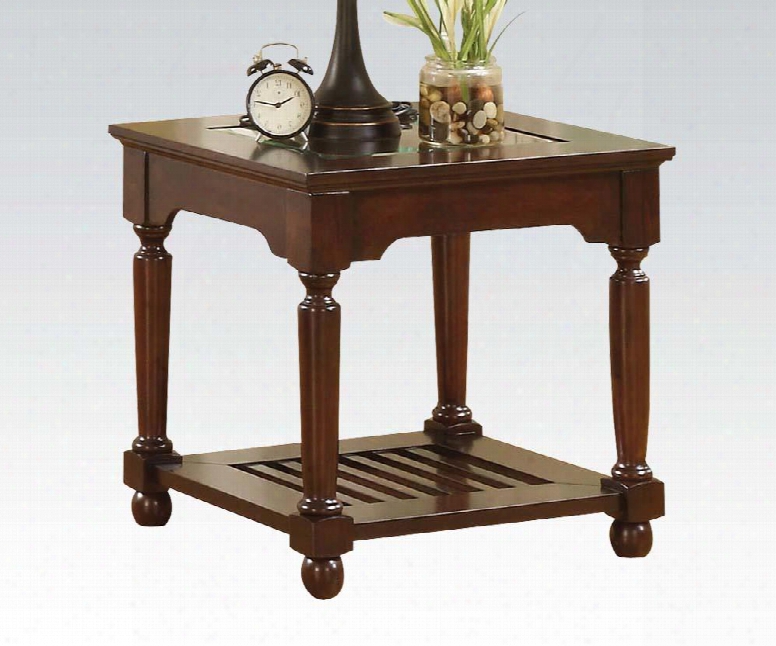 16222 Winslow Walnut End Table With Center Glass