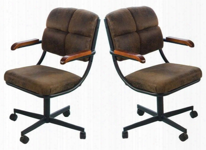 16304 Douglas Dark Brown Microfiber Upholstered Caster Chairs (set Of