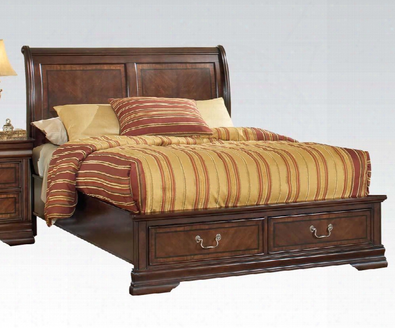 19450q Hennessy Queen Bed W/storgae Brown