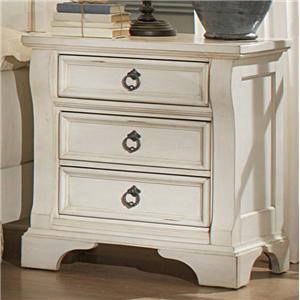 2910-430 Heirloom Antique White Nightstand In Antique White With Rub Through Highlights Rasping And Worm Hole
