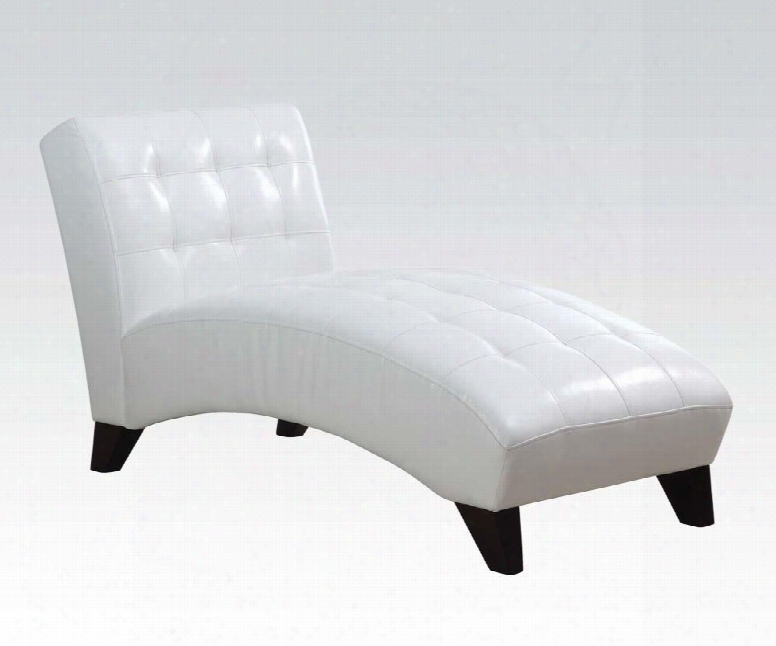 Anna Collection 15037 63" Lounge Chaise With Dimple Purpose Arch Seat Plastic Tapered Legs And Bycast Le Ather Upholstery In White