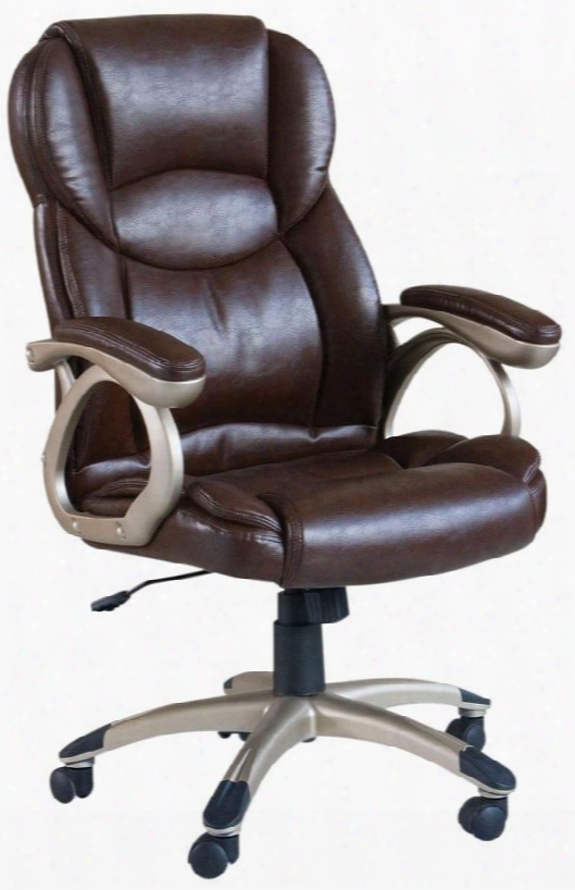 Barton Collection 09769 25" Office Chair With 360 Degree Swivel Star Base Casters Pneumatic Height Adjustment And Pu Leather Upholstery In Brown