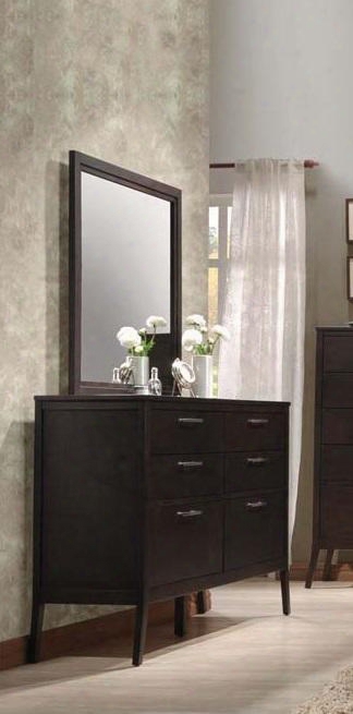 Boardwalk Collection 20115 64" Dresser With 6 Drawers Metal Hardware Flared Tapered Legs And Wood Frame In Wenge