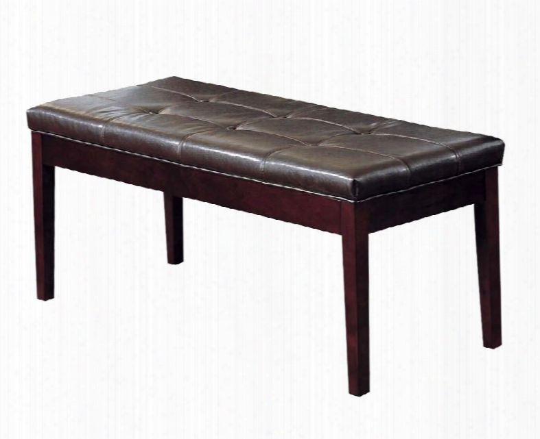 Bologna Collection 07069 49" Dining Bench With Button Tufted Seat Hardwood Materials And Pu Leather Upholstery In Walnut