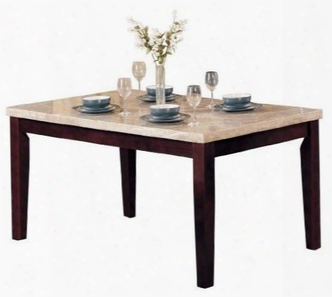 Britney Collection 17058 64" Dining Table With White Marble Top Tapered Legs And Medium-density Fiberboard (mdf) In Walnut