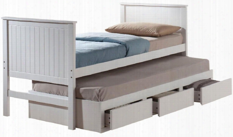 Bungalow Collection 30030f Full Size Captain Bed With Trundle And 3 Drawers In White