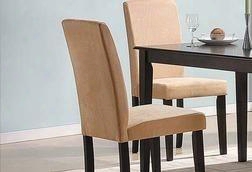 Cardiff Collection 06852 Set Of 2 46" Side Chairs With High Back Tapered Legs And Microfiber Upholstery In Tan