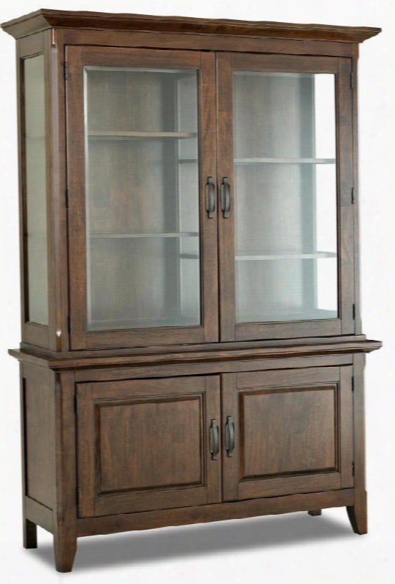 Carturra 84589bh 56" China Cabinet With 4 Doors Shelves Serpentine Antique Bronze Pulls Solid Mango And Rubber Wood Construction In Rich Chocolate