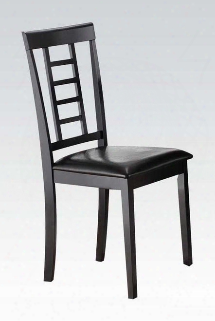 Drew Collection 19002 19" Pu Leather Upholstered Side Chair With Tapered Legs In Black