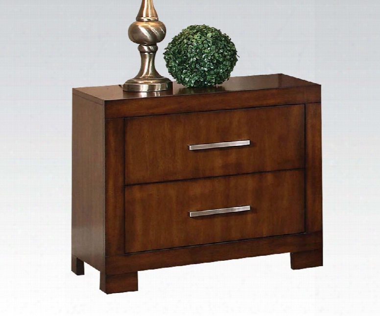 Galleries Collection 20233 27" Nightstand With 2 Drawers Brushed Nickel Hardware Center Metal Drawer Glides And Wood Frame In Oak