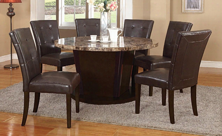 Granada Collection 07005 54" Dining Table With Brown Marble Top In Walnut